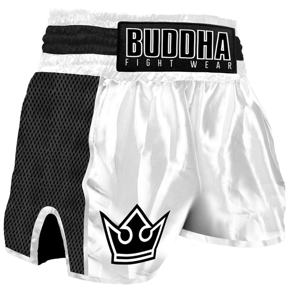 Muay Thai Kick Boxing Buddha Retro Premium Blanco-Negro. Buddha Wear
