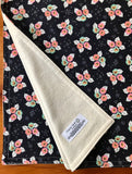 Black, Pink, Aqua, & White Floral Baby Blanket and Burp Cloth Gift Set; Monsoon Bloom