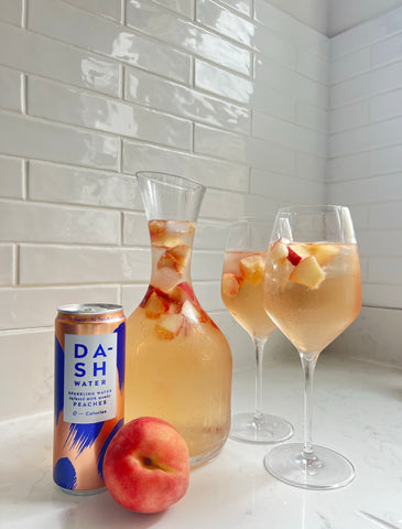 DASH Peach and Rose Cocktail on worksurface