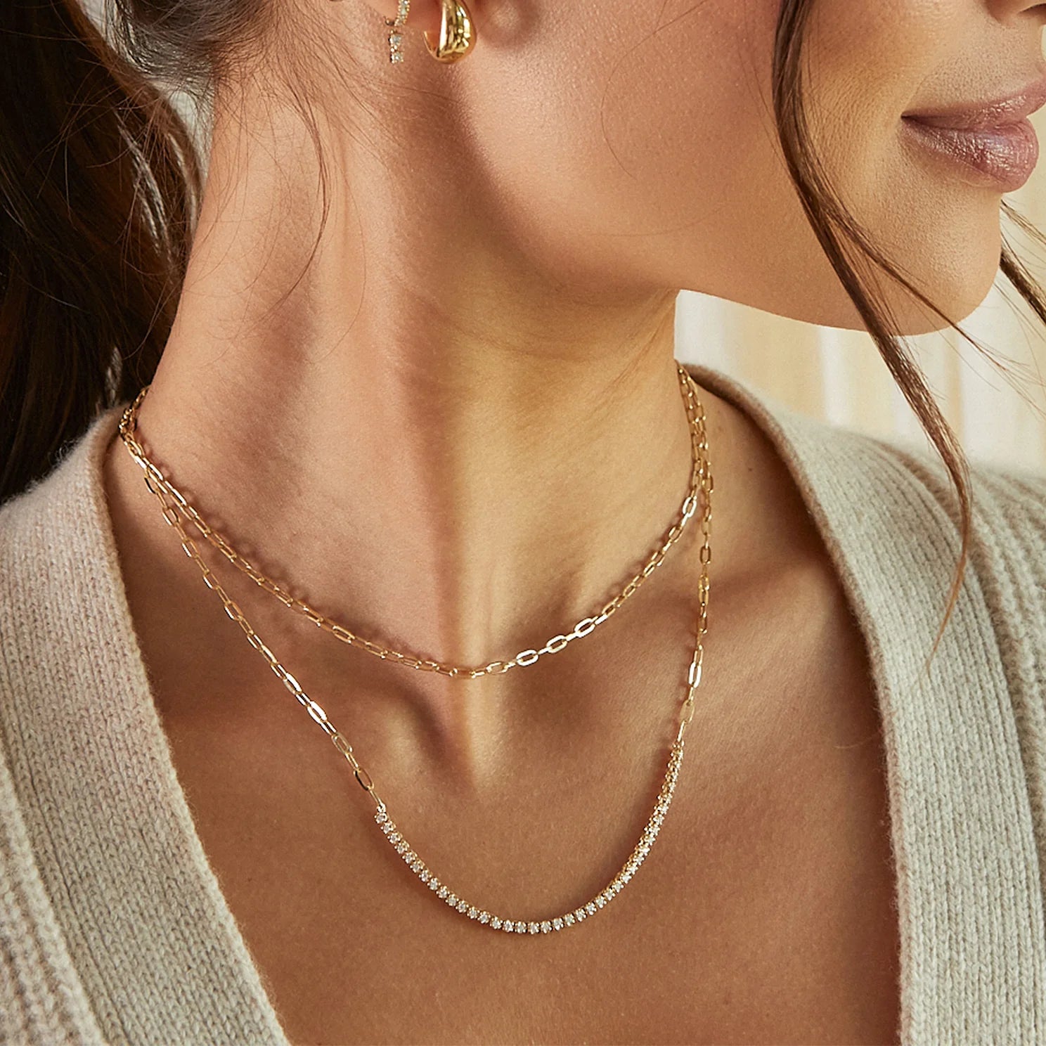 EF Collection Diamond Segment Mini Link Necklace