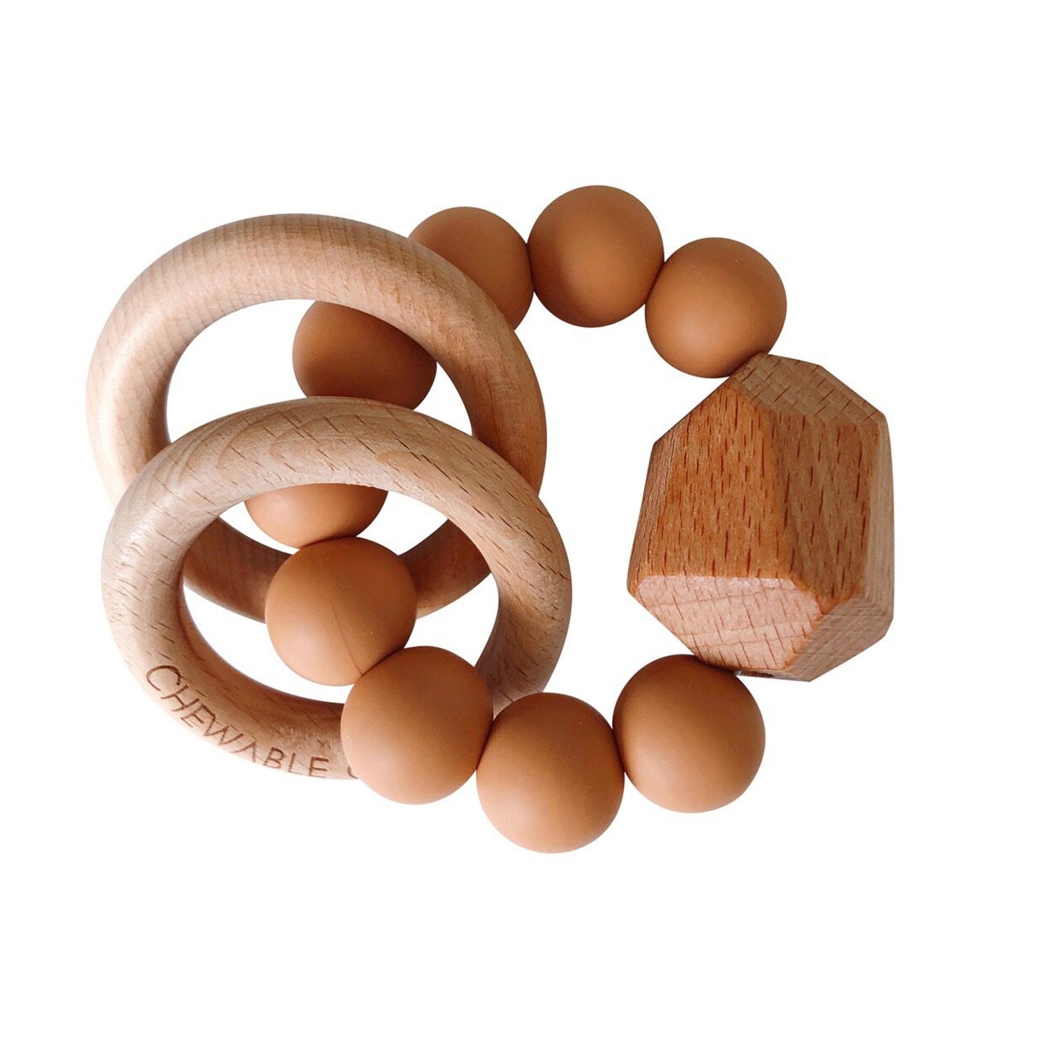 Hayes Silicone + Wood Teether Ring - Terra Cotta