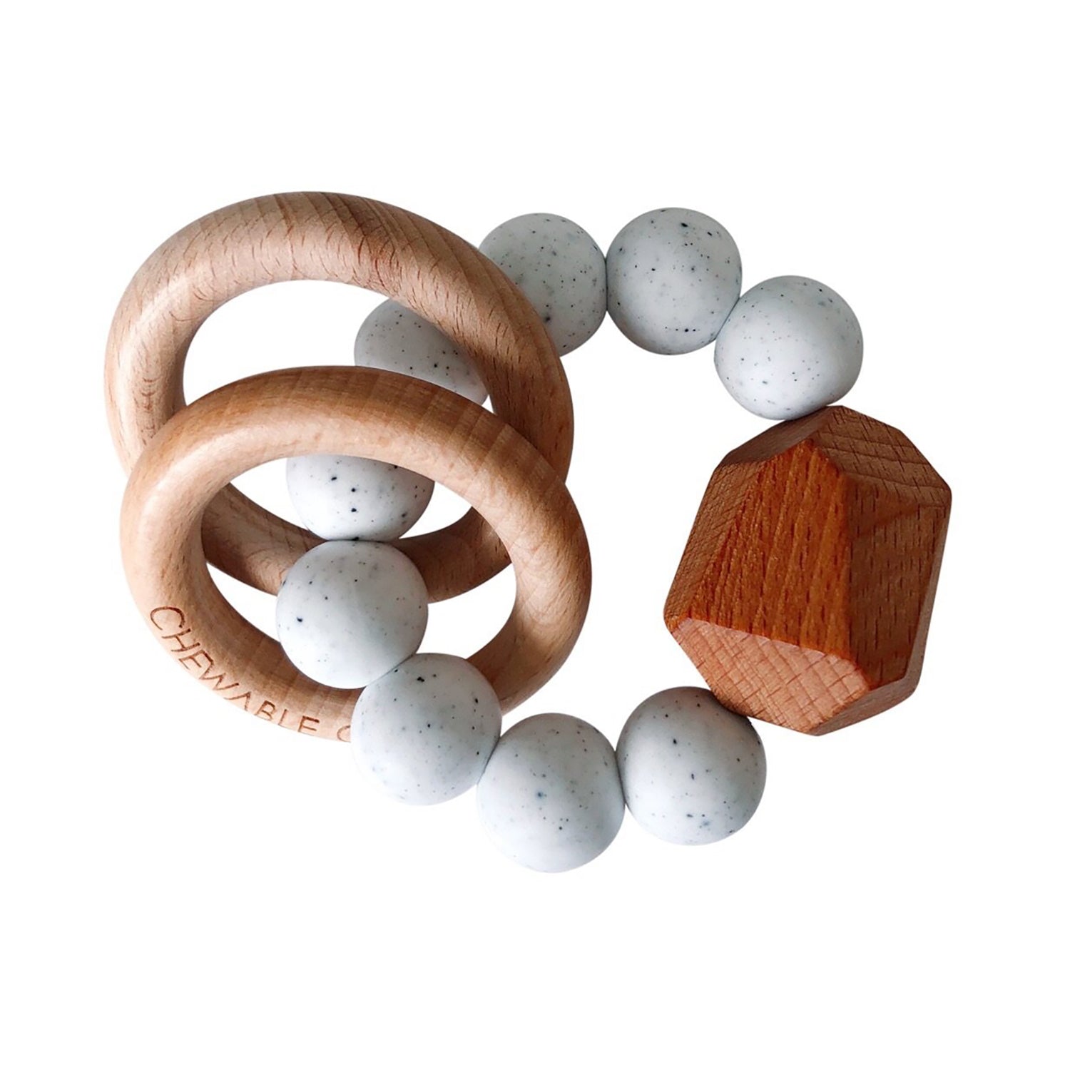 Hayes Silicone + Wood Teether Ring - Moonstone