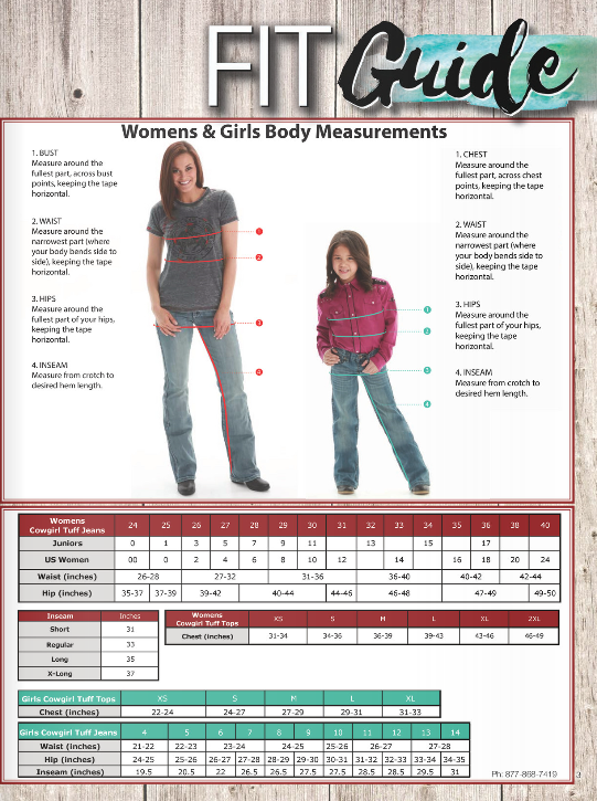 Cowgirl Tuff Size Chart