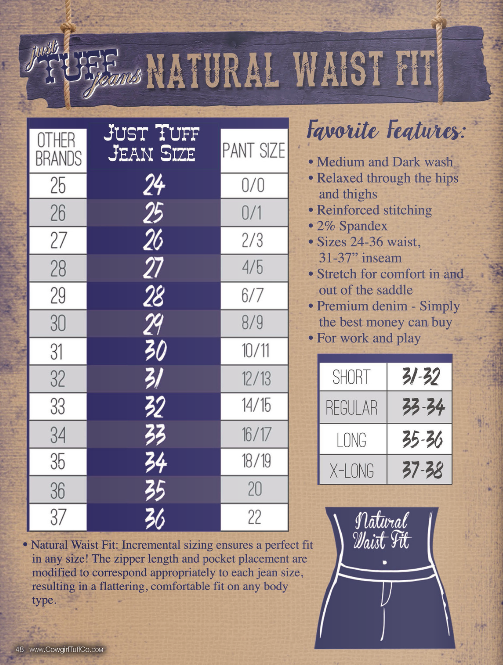 Cowgirl Up Size Chart