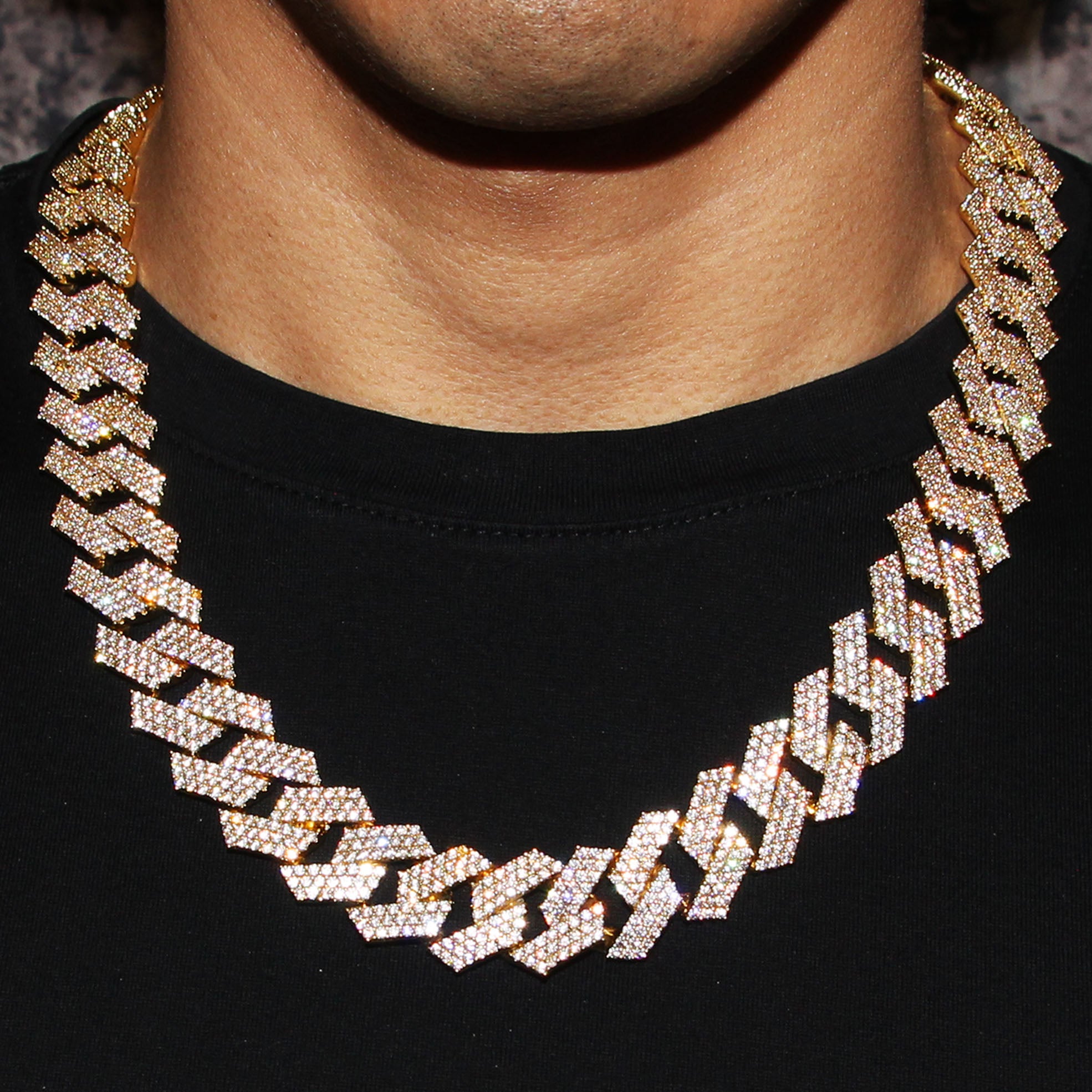 Diamond 14K Gold Mens Prong Set Cuban Link Chain – goldurban.com