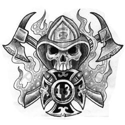 Skull In The Fireman Hat Stock Illustration  Download Image Now   Firefighter Helmet Beard  iStock