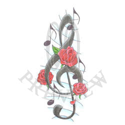 Musical clef with outline roses Royalty Free Vector Image
