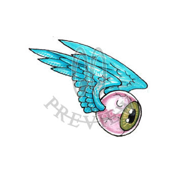 BGR Temporary Tattoo Eye in the Sky Eyeball w Wings  Fire Flames USA  Made  eBay