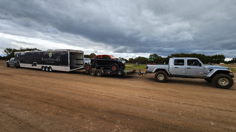 Transferring RZR Pro R 4 from car hauler to Rugged Terrain's enclosed trailer.