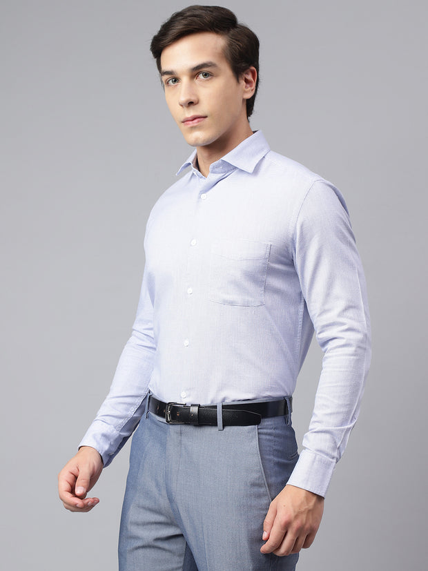 Men Blue Regular Fit Solid Formal Shirt