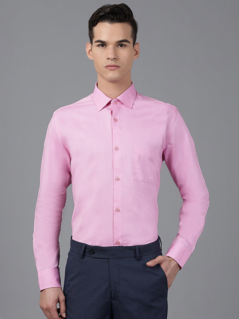 Sojanya (Since 1958), Men's Cotton Dark Pink Classic Formal Shirt