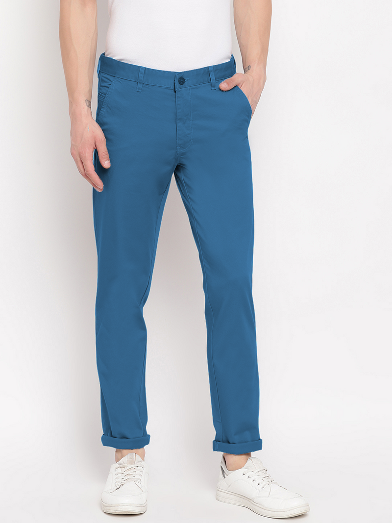 Flat Front Chinos - Blue