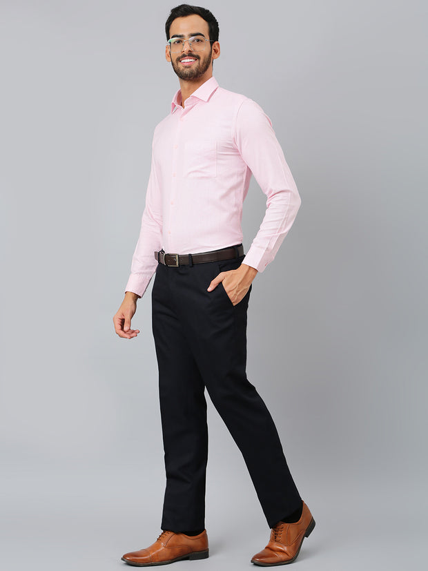 Men Pink Regular Fit Solid Formal Shirt