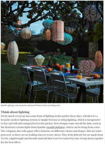 Our Colourful Outdoor Solar Garden Lanterns in The Telegraph