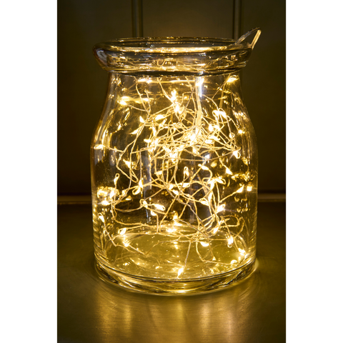 Silver Wire Fairy Lights in a glass jar