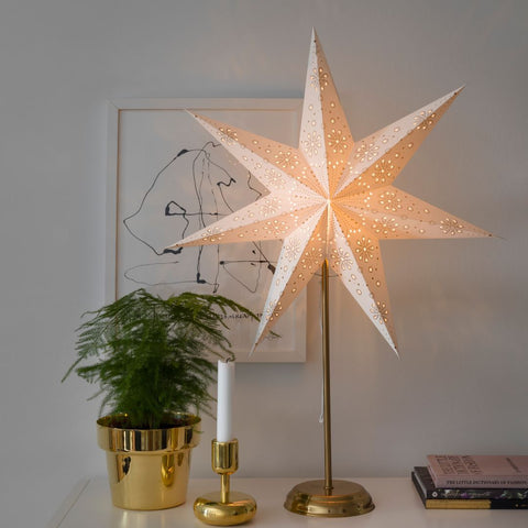 Standing star lights with brass base