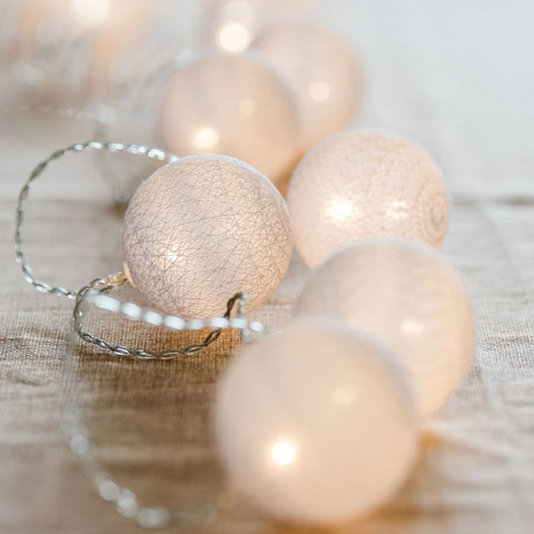 White cotton ball fairy lights