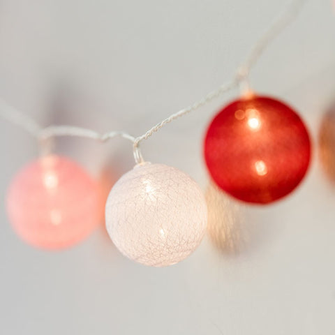 White & pink cotton ball lights
