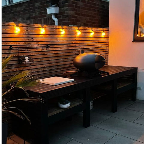 Festoon Lighting in Outdoor Kitchen Area