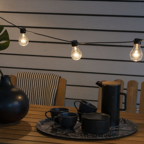 festoons over a table