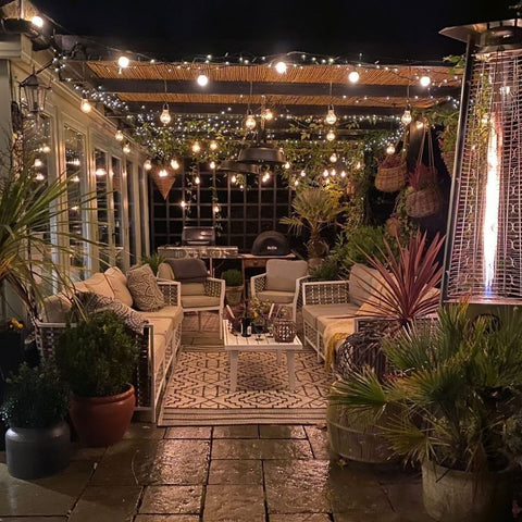 Pergola with lights & fairy lights