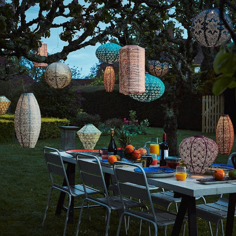 outdoor solar lanterns and hanging lights