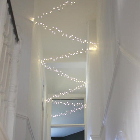 string lights on ceiling