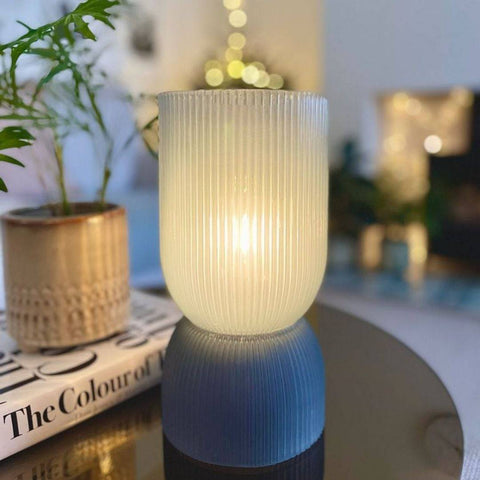 Fine Ribbed Battery Powered Table Lamp