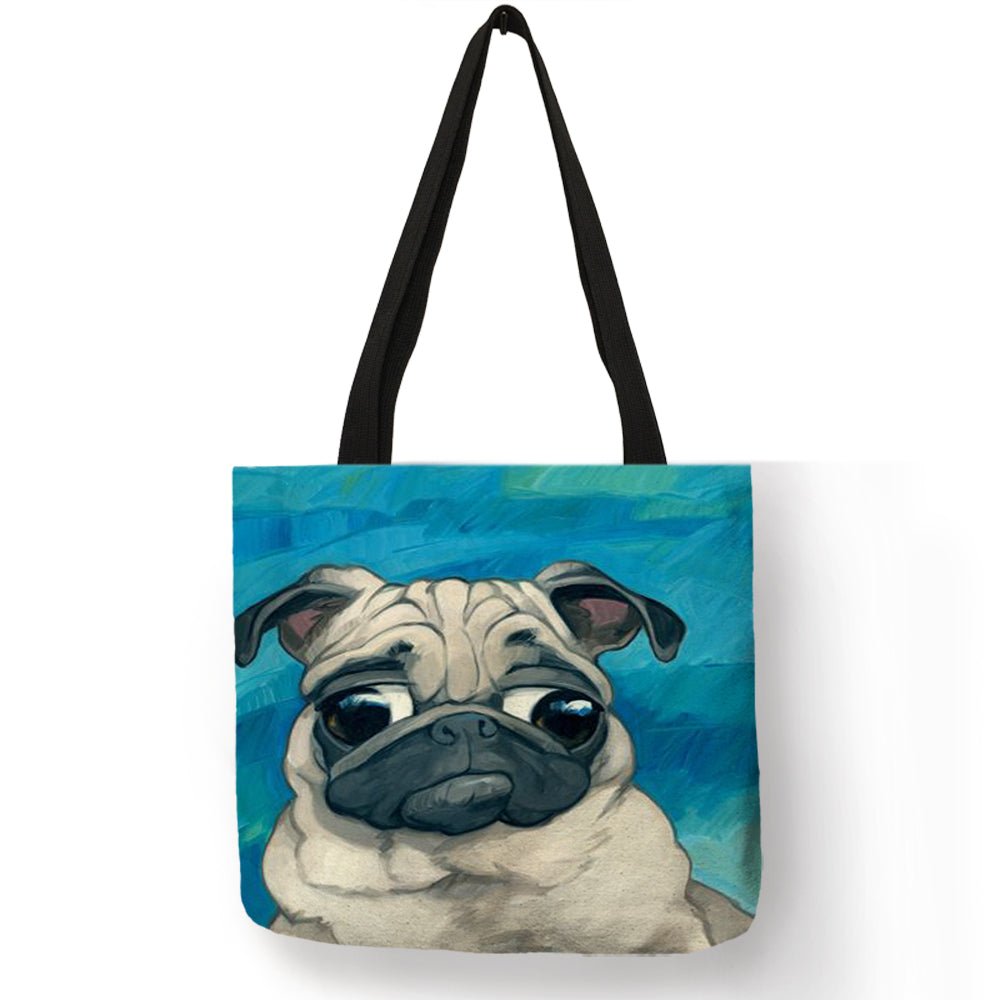 Personalized Dog Art Print Linen Tote Bag Schnauzer Golden Retriever W – Pet Pet Buy