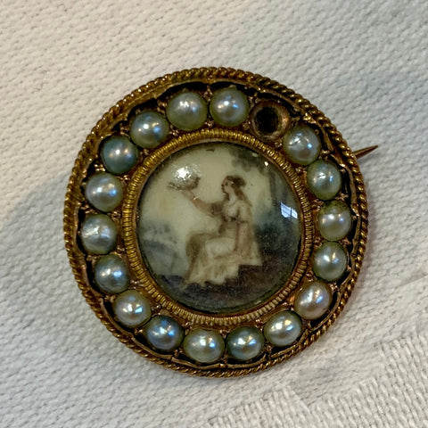 sepia georgian period mourning brooch