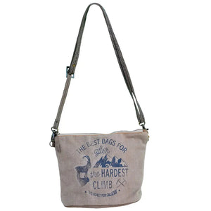 Repurposed Canvas Shoulder Bag - The Hardest Climb - Charmed Boutique