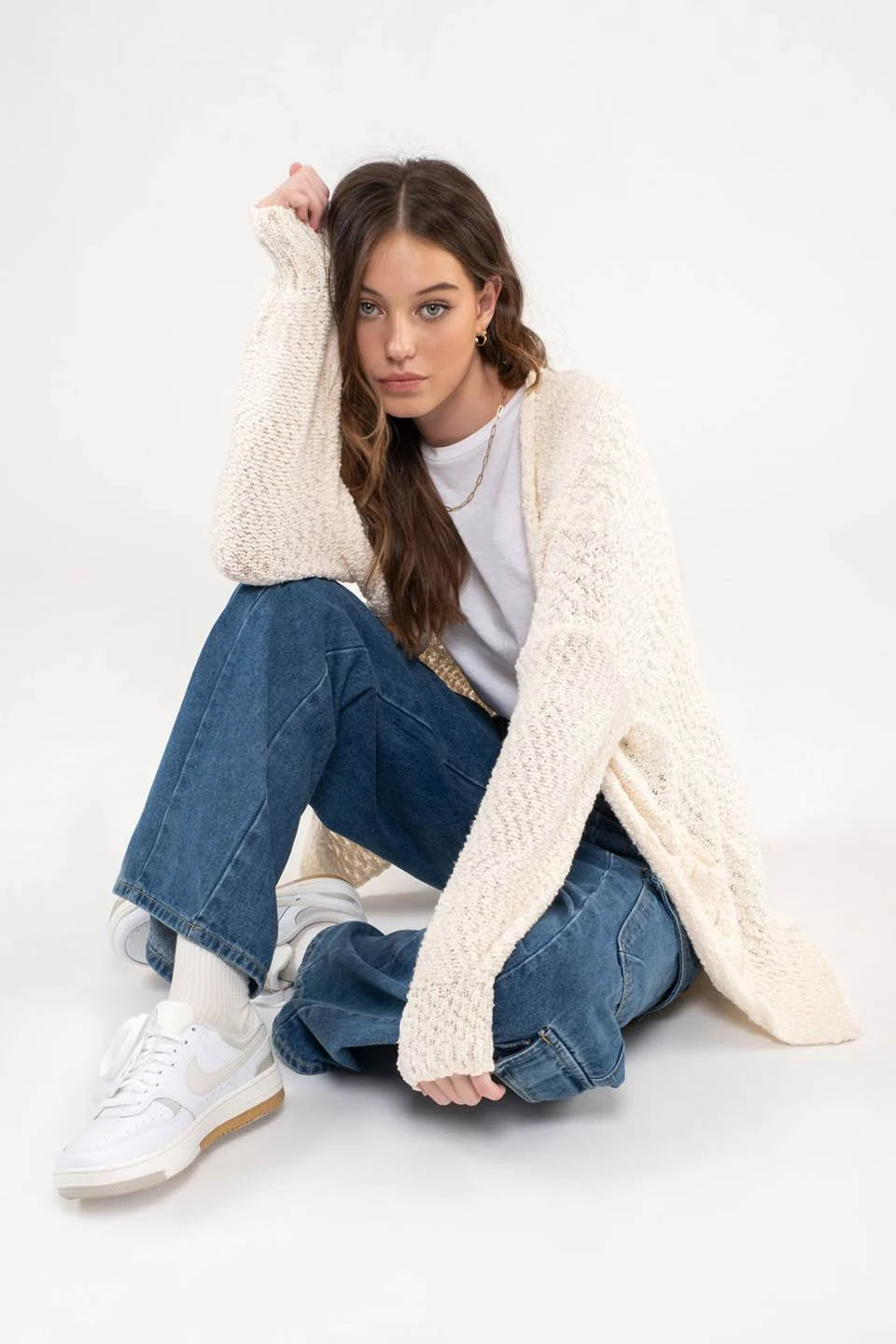 Pointelle Knit Fitted Cardigan – Charmed Boutique