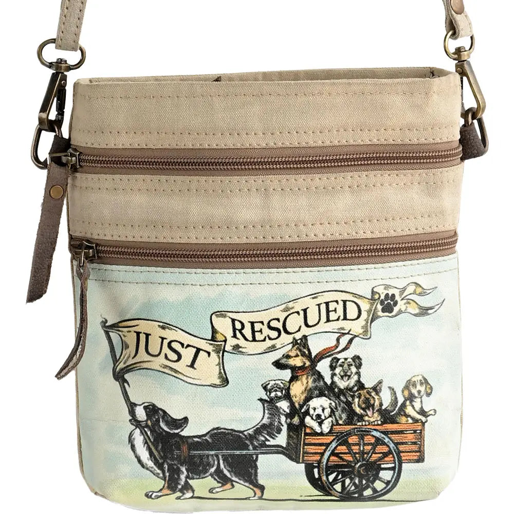 'Just Rescued' Canvas Crossbody Bag