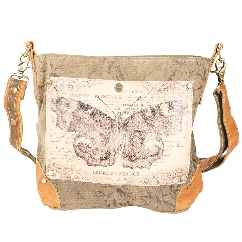 Butterfly Print Canvas Crossbody