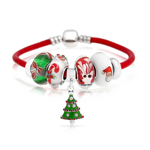 Christmas Tree Reindeer Bead Charms Bracelet