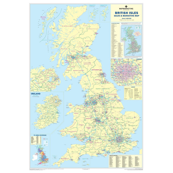 Whole view of the UK & Ireland Sales & Marketing Wall Map