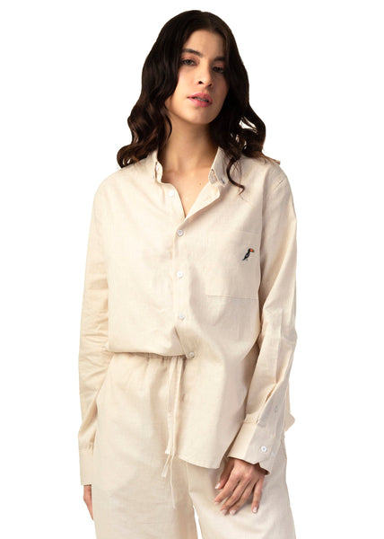 SET LINEN SHIRT DAMA HUESO