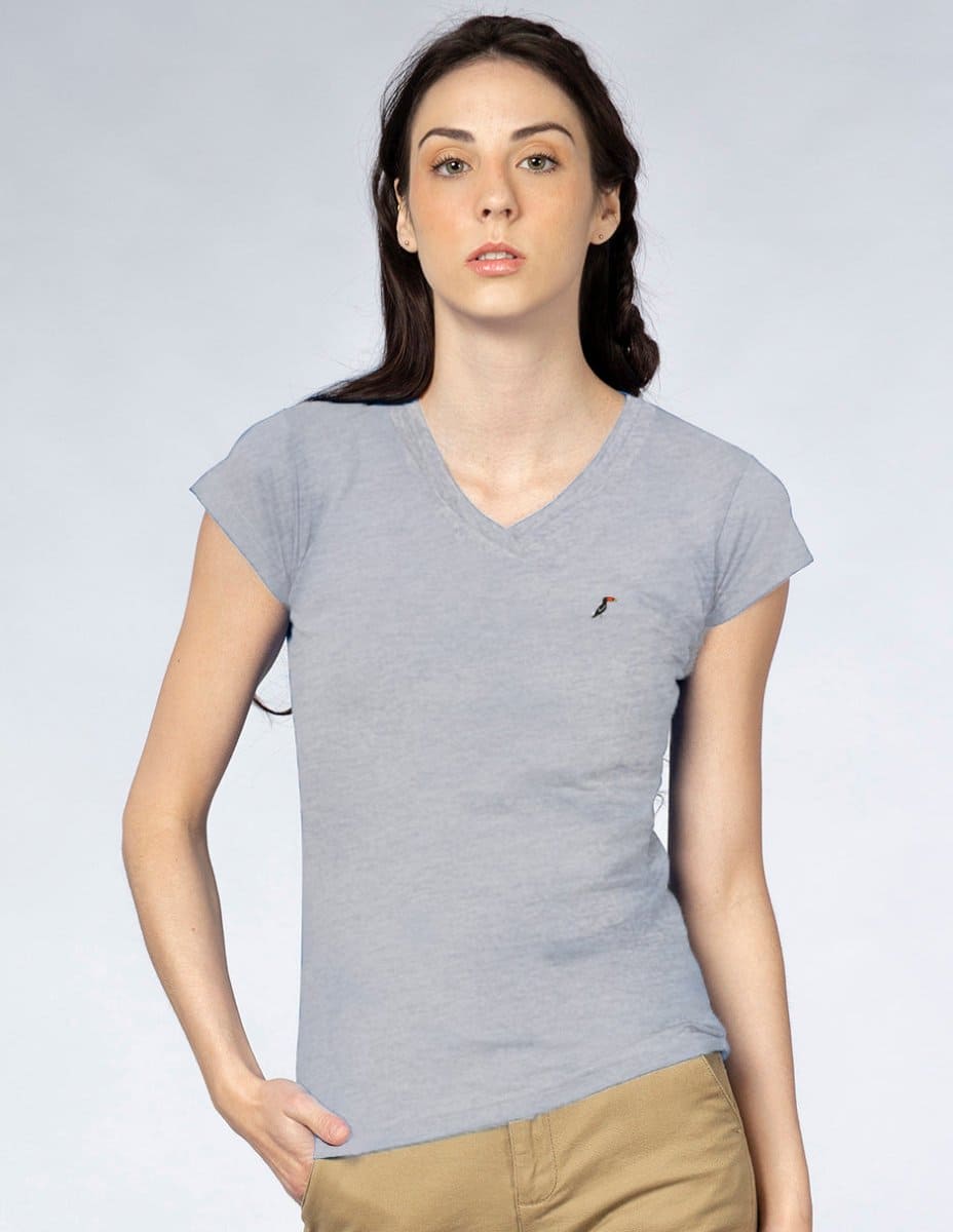 Playera Mujer Cuello V AIR V NECK Gris