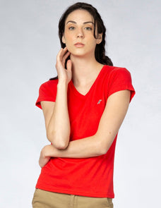 Playera Mujer Cuello V AIR V NECK Rojo