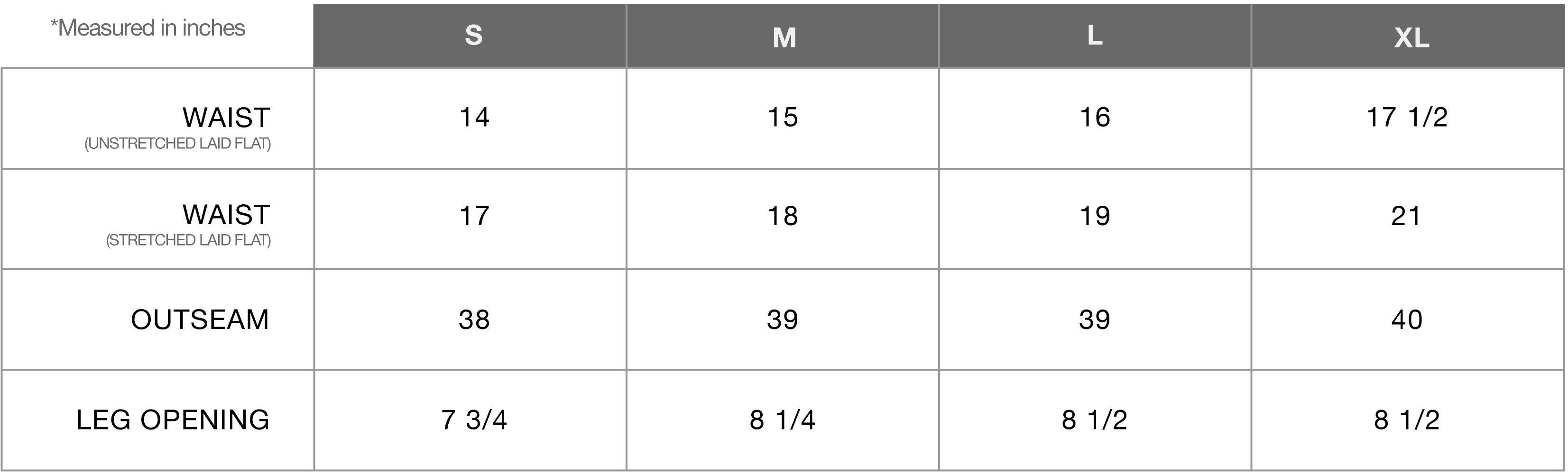 Product Sizing Diagram