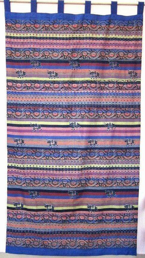 Paisley Stripe with Elephants - Blue - Curtain – TrippyStore