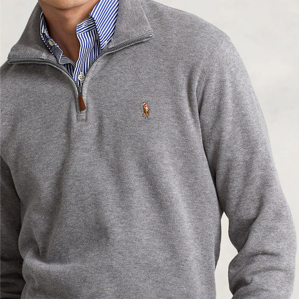 Polo Ralph Lauren - Estate-Rib Quarter-Zip Jumper in Grey | Nigel Clare