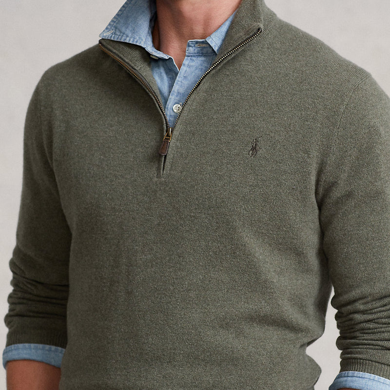 Polo Ralph Lauren - Merino Quarter-Zip Sweater in Green | Nigel Clare