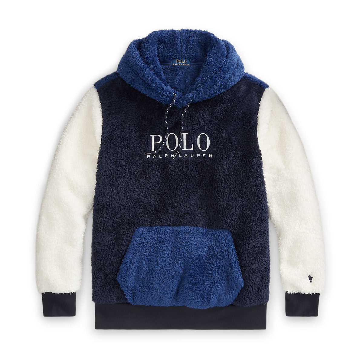 Polo Ralph Lauren - Sherpa Fleece Hoodie in Navy/Blue/Cream | Nigel Clare
