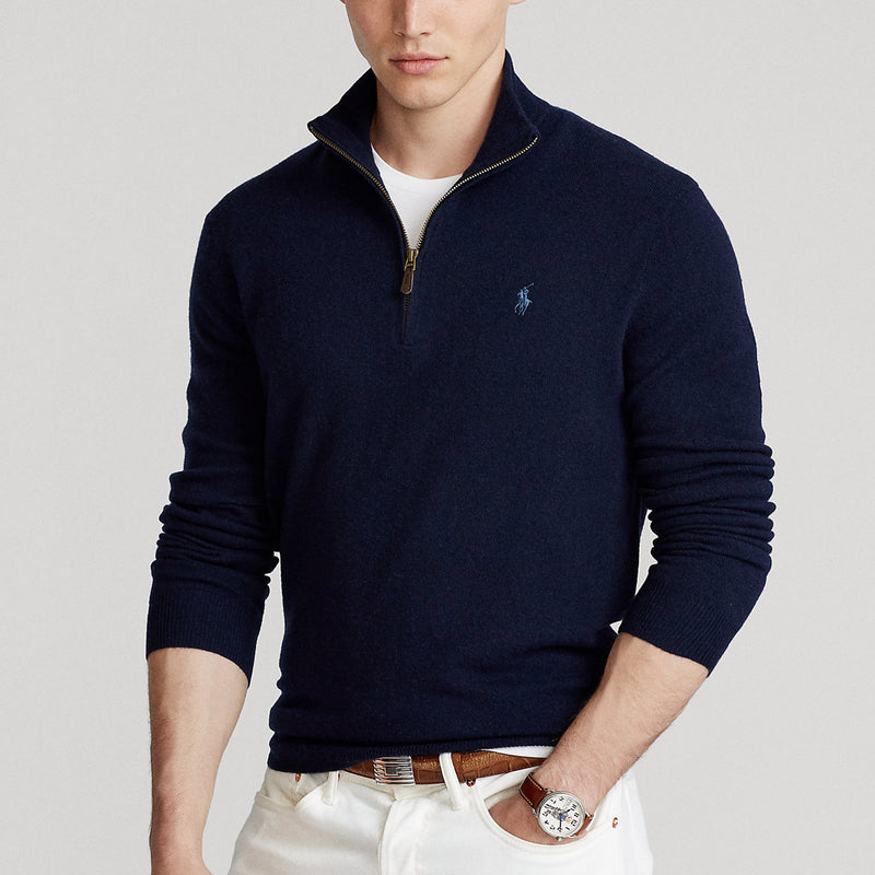 Polo Ralph Lauren - Merino Quarter-Zip Sweater in Navy | Nigel Clare