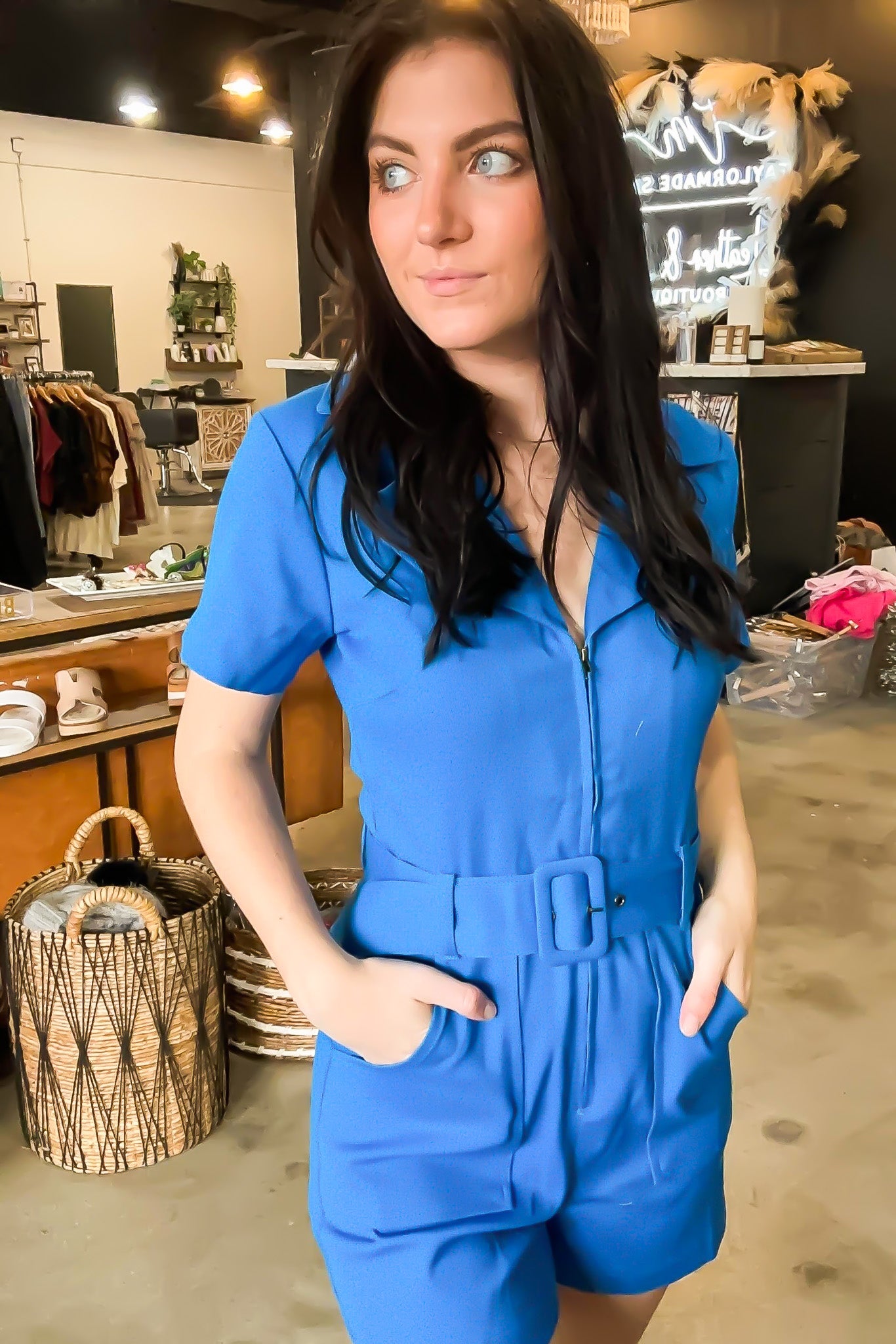 Cobalt Rosie Romper-170 - DRESSES / ROMPERS / SETS-DAY + MOON-[option4]-[option5]-[option6]-Leather & Lace Boutique Shop