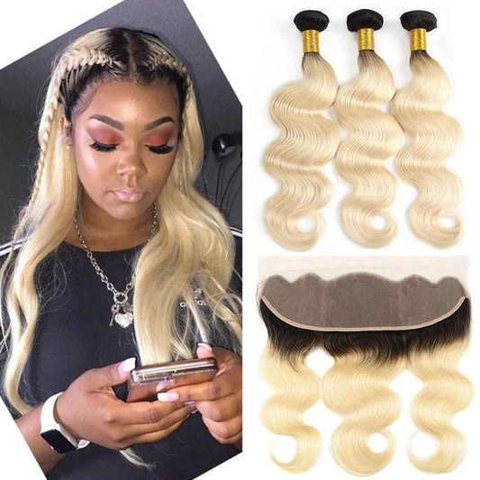 2 Tones Ombre Dark Roots Blonde Hair Weave Bundles – SULMY