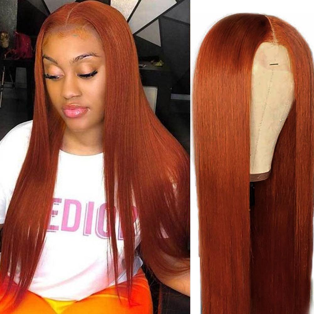 Ginger Orange Lace Front Wig Human Hair Long Burnt Orange Copper Pre-c –  SULMY