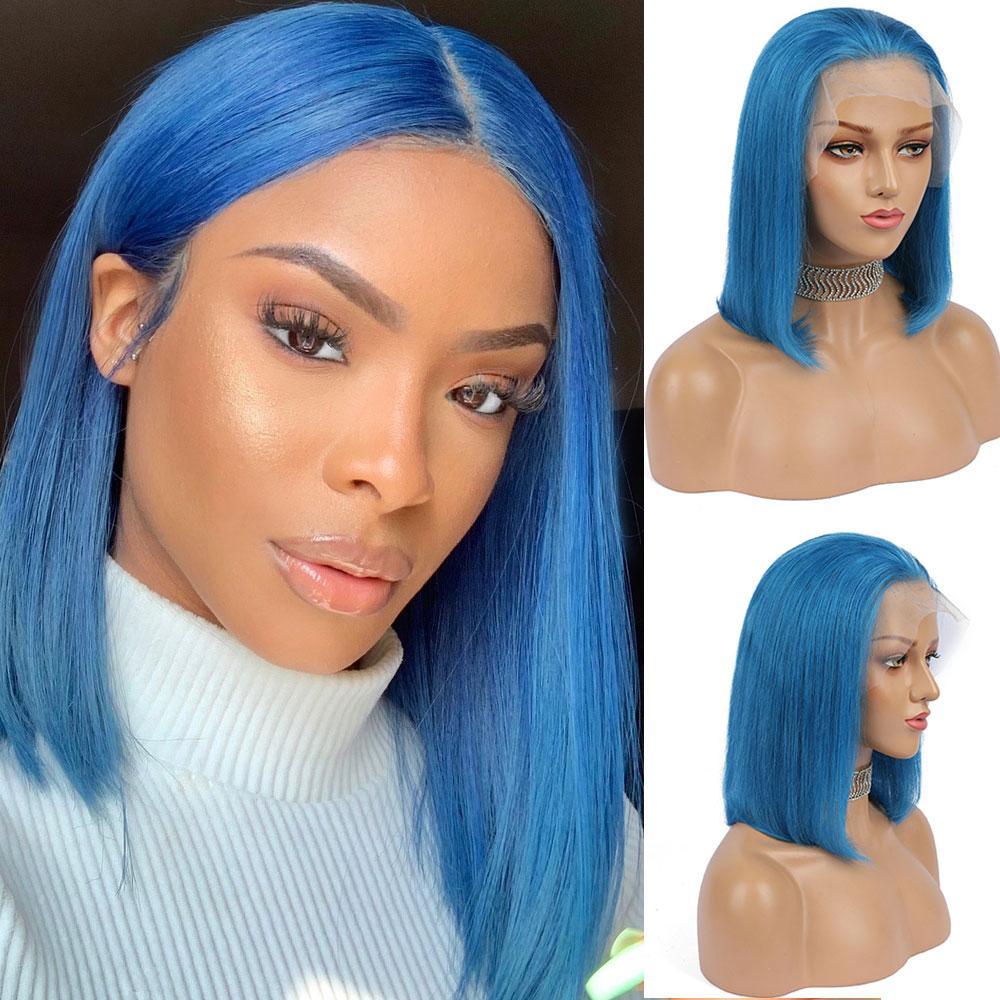 short blue bob wig