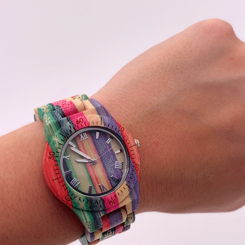 WOOD COLOR Kreative Bambus Holz Quartz Uhr für Damen